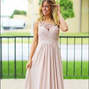 NWT Saved by the Dress Tan Crochet Maxi Dress